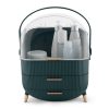 Organizator pentru cosmetice cu 2 sertare si capac transparent Navaris, Verde, 53845.07