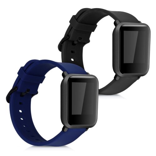 Set 2 curele pentru Xiaomi Amazfit Bip S / Amazfit Bip S Lite, Silicon, Negru / Albastru, 53859.01