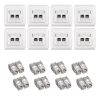 Set 8 Prize duble de retea RJ45 10G cu 16 mufe CAT 6A, Kwmobile, Alb, Metal, 45360.04