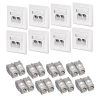 Set 8 Prize duble de retea RJ45 10G cu 16 mufe CAT 6A, Kwmobile, Alb, Metal, 45360.04