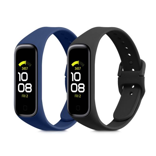 Set 2 Curele pentru Samsung Galaxy Fit 2, kwmobile, Silicon, Albastru / Negru, 53962.02