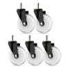 Set 5 Roti pentru scaun de birou tija 10 mm, Kwmobile, Alb/Negru, Poliuretan, 53129.04