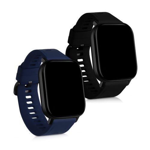 Set 2 curele pentru Xiaomi Amazfit GTS 2 Mini, Silicon, Negru / Albastru, 54464.01