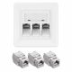 Set 1 Priza tripla de retea RJ45 cu 3 mufe CAT 6A, Kwmobile, Alb, Metal, 54571.03.01