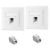 Set 2 Prize ecranate de retea RJ45 cu 2 mufe CAT 6A, Kwmobile, Alb, Metal, 54571.01.02