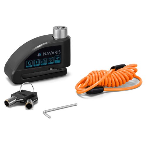 Incuietoare de disc pentru motociclete Navaris cu alarma 110 dB, Blocare antifurt, 54573.02