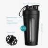 Shaker pentru proteine din otel inoxidabil Navaris, 750 ml, Negru, 52703.2.01