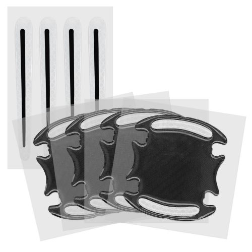 Set 8 Autocolante reflectorizante pentru maner usa auto, Kwmobile, Negru/Gri, ABS, 54690.01