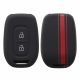 Husa Cheie Auto pentru Dacia / Renault - 2 Butoane - Keyless Go, kwmobile, Silicon, Negru / Rosu, 54813.01