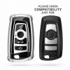 Husa Cheie Auto pentru BMW - 3 Butoane - Keyless Go, kwmobile, Silicon, Argintiu / Negru, 55039.01