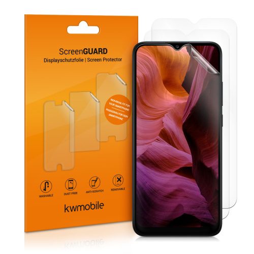 Set 3 Folii de protectie pentru Samsung Galaxy A02s, kwmobile, Fata, Transparenta, 55088.1