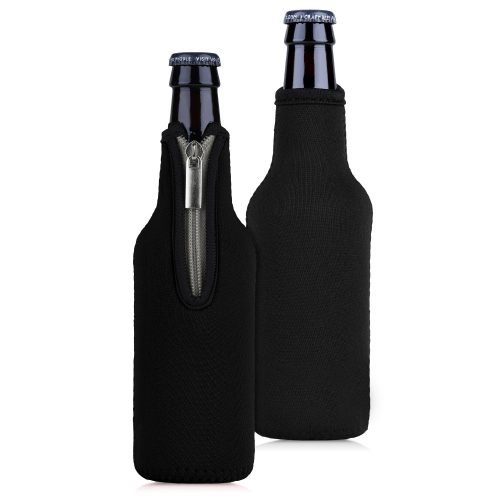 Set 2 Huse termice pentru sticle de 330 ml, Kwmobile, Negru, Neopren, 54533.03