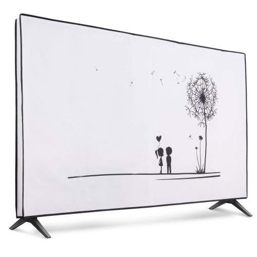 Husa de praf pentru televizor 55 inch, Kwmobile, Alb/Negru, Textil, 51992.06