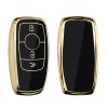 Husa Cheie Auto pentru Mercedes Benz - Smart Key, kwmobile, Silicon, Negru / Gold, 56003.01