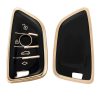 Husa Cheie Auto pentru BMW - 3 Butoane - Smart Key, kwmobile, Silicon, Negru / Gold, 56001.01