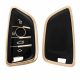 Husa Cheie Auto pentru BMW - 3 Butoane - Smart Key, kwmobile, Silicon, Negru / Gold, 56001.01