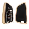 Husa Cheie Auto pentru BMW - 3 Butoane - Smart Key, kwmobile, Silicon, Negru / Gold, 56001.01