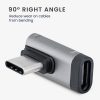 Set 2 Adaptoare USB-C in unghi drept de 90 grade, Kwmobile, Argintiu/Negru, Aluminiu, 56386.02