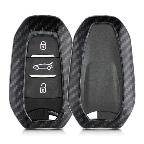 Husa Cheie Auto pentru Peugeot / Citroen - 3 Butoane - Keyless Go, kwmobile, Plastic, Negru / Gri, 56474.01