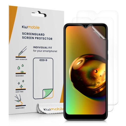 Set 3 Folii de protectie pentru Motorola Moto G Pure, kwmobile, Fata, Transparenta, 56647.1