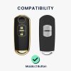 Husa Cheie Auto pentru Mazda - 2 Butoane - Keyless Go, kwmobile, Silicon, Negru / Auriu, 57044.01