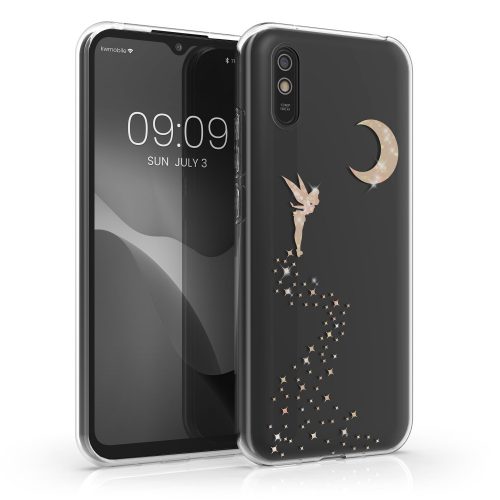 Husa Kwmobile pentru Xiaomi Redmi 9A/Redmi 9AT, Silicon, Transparent/Auriu, 57092.01