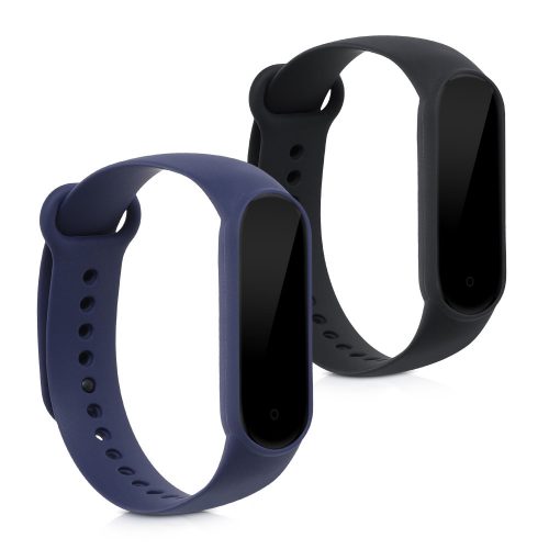 Set 2 Curele pentru Xiaomi Mi Smart Band 6/Mi Band 6/Mi Band 5, Kwmobile, Negru/Albastru, Silicon, 57428.02