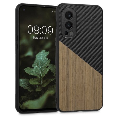 Husa Kwmobile pentru OnePlus Nord 2 5G, Lemn, Maro/Negru, 57498.01