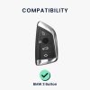 Husa Cheie Auto pentru BMW 3 Butoane - Smart Key, Kwmobile, Alb/Auriu, Silicon, 56001.02