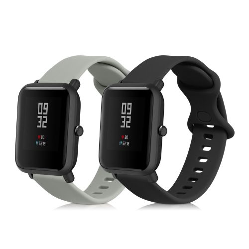 Set 2 curele pentru Huami Amazfit Bip/Amazfit Bip Lite, Kwmobile, Gri/Negru, Silicon, 58181.01