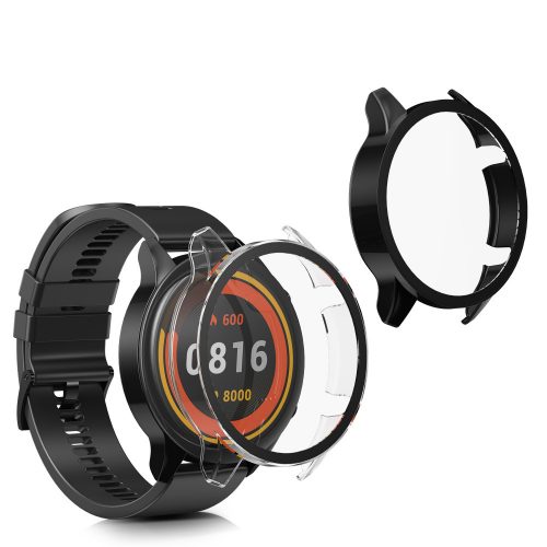 Set 2 Huse pentru Xiaomi Mi Watch/Mi Watch Color Sport, Kwmobile, Negru/Transparent, Plastic, 58467.01