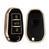 Husa Cheie Auto pentru Peugeot/Citroen 3 Butoane - Smart Key, Kwmobile, Negru/Auriu, Silicon, 58603.01