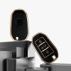 Husa Cheie Auto pentru Peugeot/Citroen 3 Butoane - Smart Key, Kwmobile, Negru/Auriu, Silicon, 58603.01