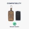 Husa Cheie Auto pentru Renault 4 Butoane - Smart Key, Kwmobile, Maro, Piele ecologica, 44637.68