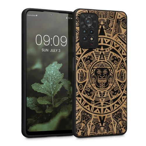 Husa Kwmobile pentru Xiaomi Redmi Note 11 Pro/Redmi Note 11 Pro 5G, Lemn, Maro/Negru, 57381.03