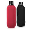 Set 2 Huse Cooler Jacket pentru sticle SodaStream, Kwmobile, Negru/Rosu, Neopren, 58832.01