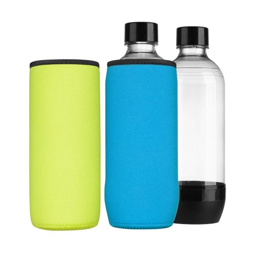 Set 2 Huse Cooler Jacket pentru sticle SodaStream, Kwmobile, Albastru/Galben, Neopren, 58833.02