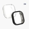 Set 2 Huse Kwmobile pentru Fitbit Versa 4/Sense 2, Silicon, Negru/Transparent, 58874.01