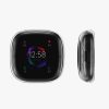 Set 2 Huse Kwmobile pentru Fitbit Versa 4/Sense 2, Silicon, Negru/Transparent, 58874.01