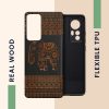 Husa Kwmobile pentru Xiaomi 12/12X, Lemn, Maro/Negru, 56788.05