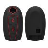 Husa Cheie Auto pentru Suzuki 2 Butoane - Keyless Go, Kwmobile, Negru/Rosu, Silicon, 47668.03