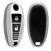 Husa Cheie Auto pentru Suzuki 2 Butoane - Keyless Go, Kwmobile, Argintiu, Silicon, 54591.94