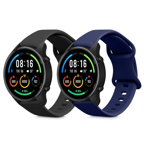 Set 2 curele pentru Xiaomi Mi Watch/Mi Watch Color Sport, Kwmobile, Negru/Albastru, Silicon, 59164.01