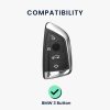 Husa Cheie Auto pentru BMW 3 Butoane - Smart Key, Kwmobile, Negru/Argintiu, Silicon, 56001.05