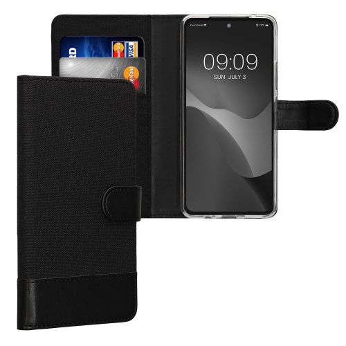 Husa kwmobile pentru Motorola Moto G72, Textil, Negru, 60340.73