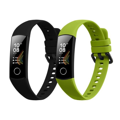 Set 2 Curele Kwmobile pentru Honor Band 5/Band 4, Negru/Verde, Silicon, 59596.06