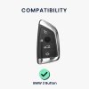 Husa Cheie Auto Kwmobile pentru BMW 3 Butoane, Smart Key, Gri/Negru, Plastic, 56724.03