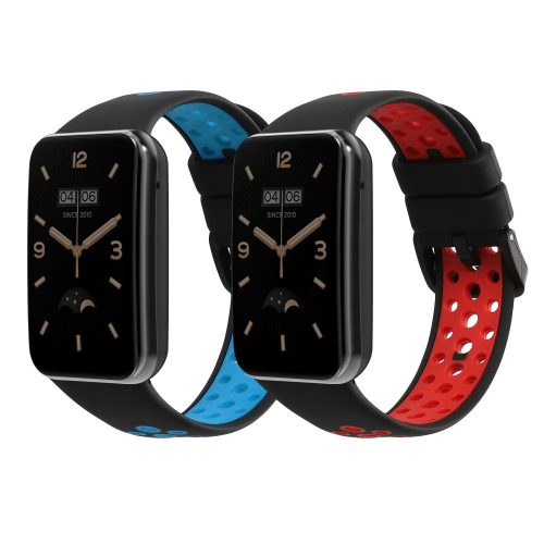 Set 2 Curele Kwmobile pentru Xiaomi Mi Band 7 Pro, Albastru/Rosu, Silicon, 59603.03