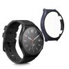 Set 2 Huse Kwmobile cu sticla securizata pentru Xiaomi Watch S1, Negru/Albastru inchis, Plastic, KWM000015ES003C