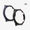 Set 2 Huse Kwmobile cu sticla securizata pentru Xiaomi Watch S1, Negru/Albastru inchis, Plastic, KWM000015ES003C